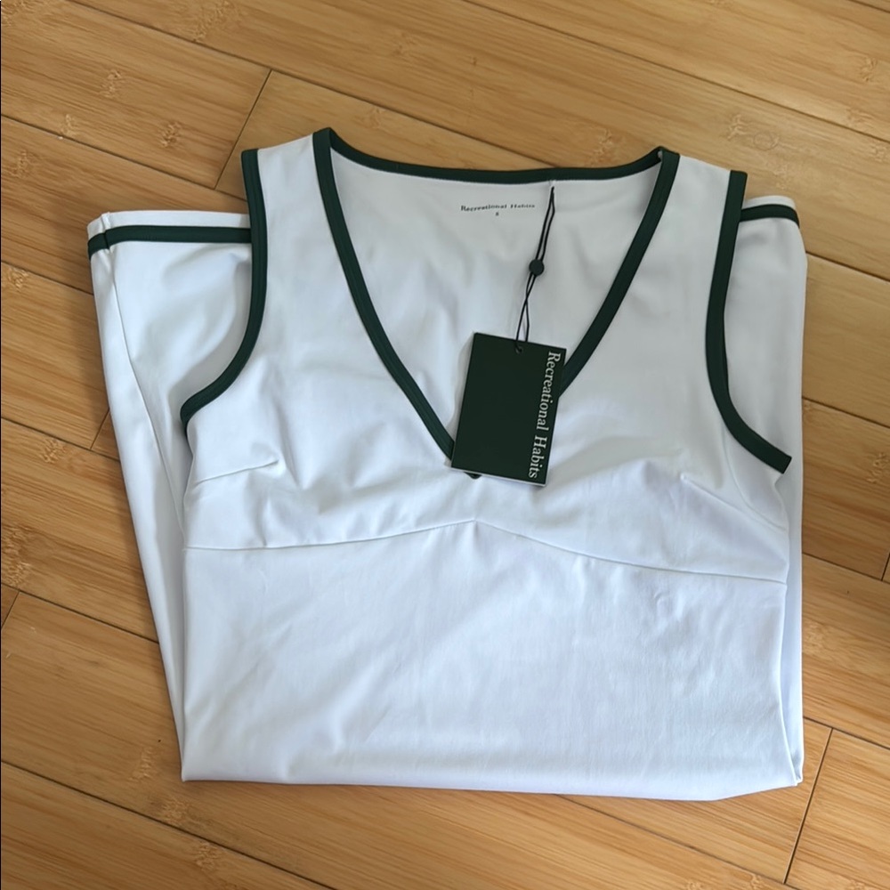 White and Green Mini Dress